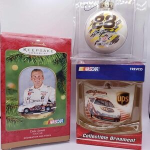 NASCAR Dale Jarrett UPS #88 Yates Racing Trevco Collectible Ornaments (Lot of 3)